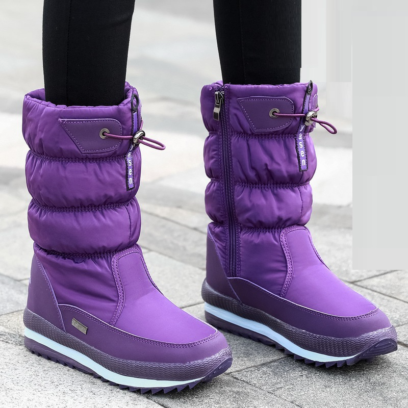 SUENTA Damen Winterschuhe Weich Warm Kuschelige Super Komfortable - Winterstiefel Lila