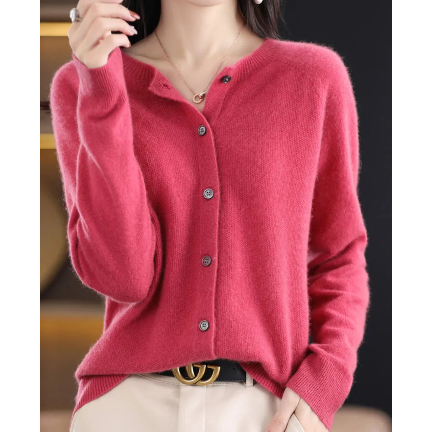 Cicada -  Damen Rundhals Cardigan Pullover