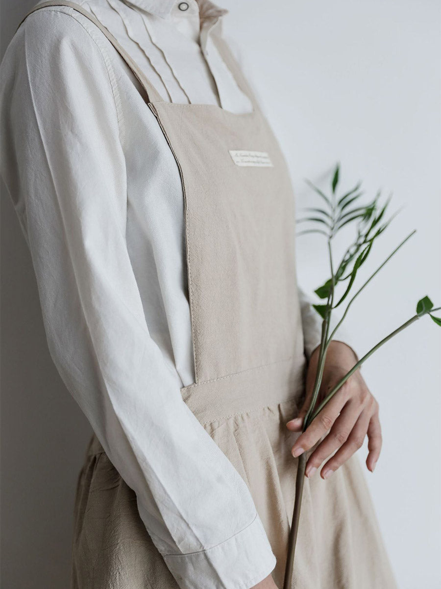 SUENTA Damen Baumwoll Overall – Faltenschürze mit Seitentaschen für Freizeit