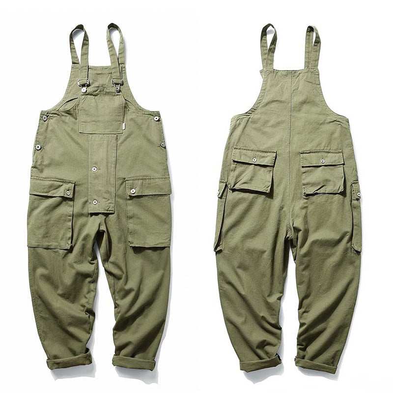 SUENTA Unisex Baggy Big Pockets Arbeitsoverall Baumwolle Oversized - Overall Armeegrün