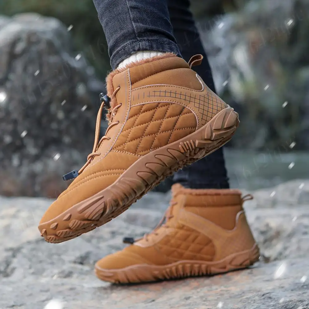 SUENTA Herren Wasserdichte Barfußschuhe Winter Isoliert Braun