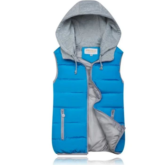 SUENTA Damen Heidi-Stil Weste Mit Kapuze Bequeme Frostige Tage Hellblau