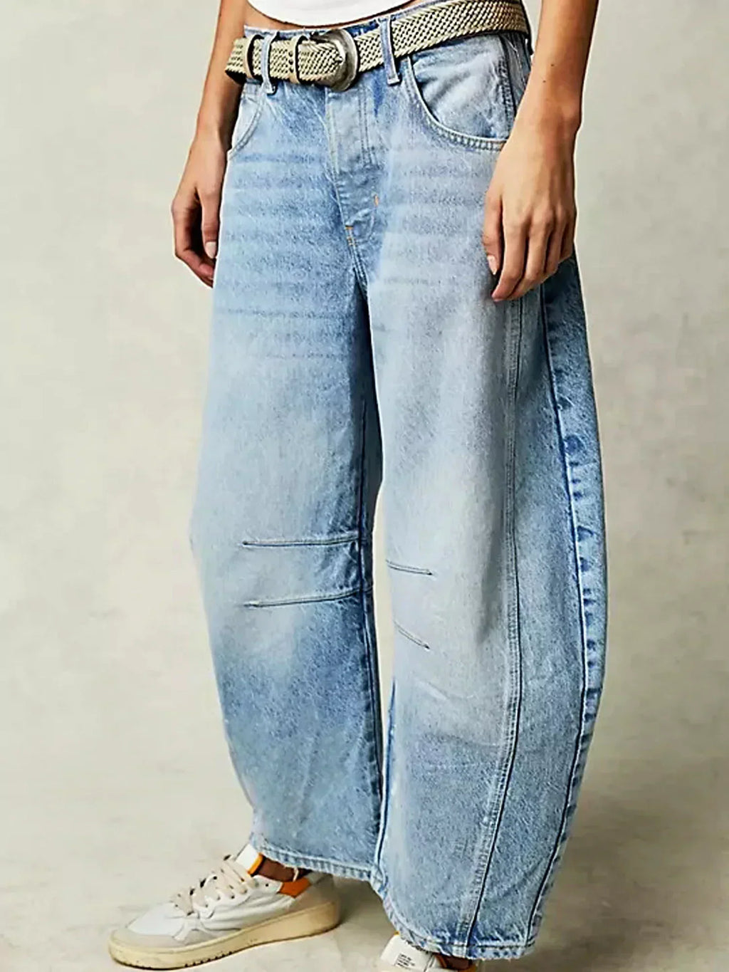 Amore | Damen Bedruckte Jeans mit Weitem Bein