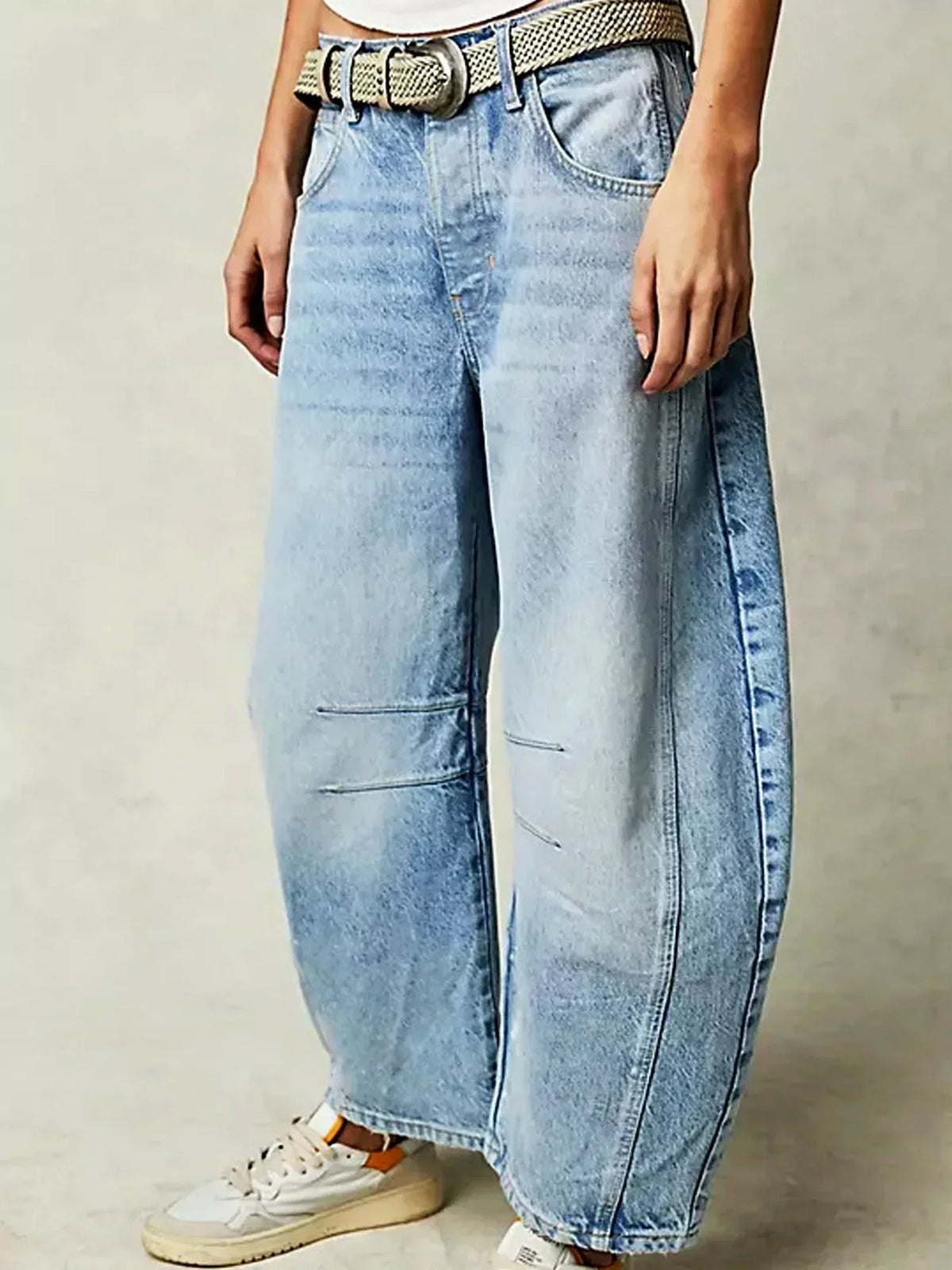 Amore | Damen Bedruckte Jeans mit Weitem Bein