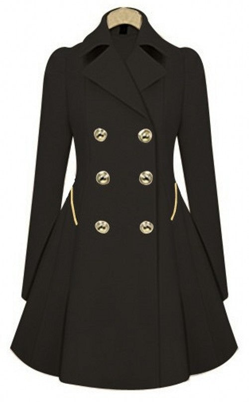 SUENTA Damen Eleganter Trenchcoat Stilvolle Outfits Eleganz Schwarz