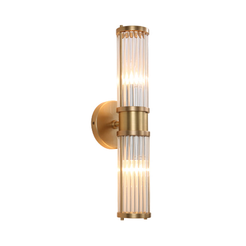 SUENTA 1/2-Licht Flur Wandleuchte Modernist Stylische Goldene Wandleuchte mit Zylindrischem Klarem Kristallschirm