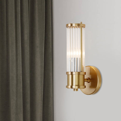 SUENTA 1/2-Licht Flur Wandleuchte Modernist Stylische Goldene Wandleuchte mit Zylindrischem Klarem Kristallschirm 1.0 Gold