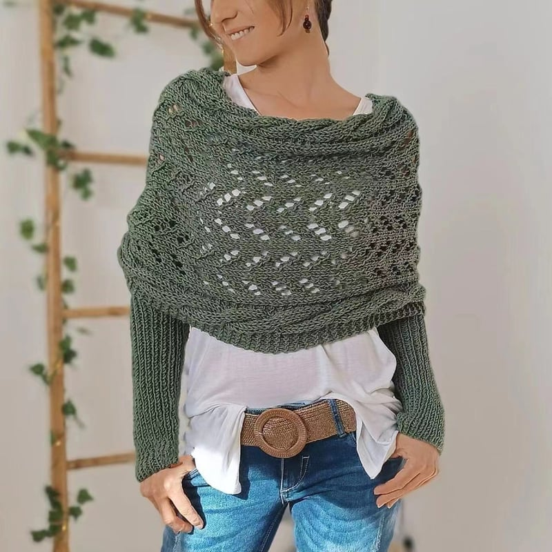 SUENTA Bequemer Strickschal Kuschelige Strickqualität Eleganz Grau-grün