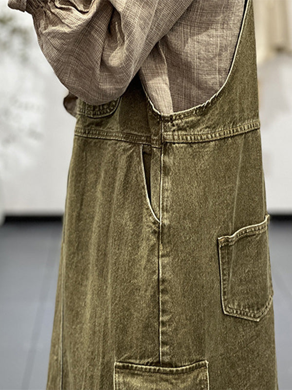 SUENTA Damen Cargo Overall Kleid – Vintage Inspirierter Einteiler mit Schulterriemen