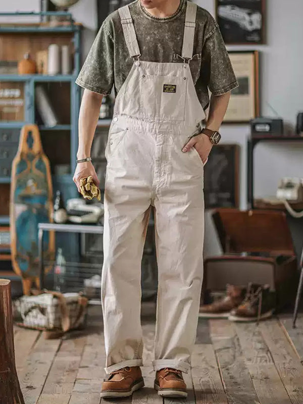 SUENTA Entenarbeit Latzhose 100% Baumwolle Gerade Silhouette - Overall Weiß