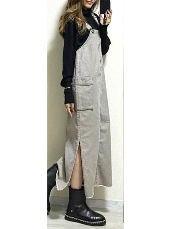 SUENTA Damen Overall Kleid – Lässiger Einteiler mit Seitenschlitzen und Eleganter Optik