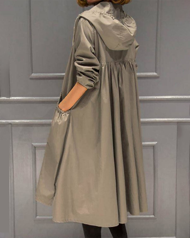 SUENTA Windbreaker Trench Coat Kapuze Reißverschluss Klassischer