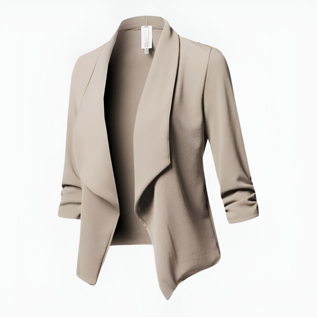 SUENTA Eleganter Blazer Mit Langen Ärmeln Für Damen Formal - Winterjacke Damen Beige