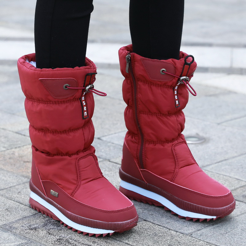 SUENTA Damen Winterschuhe Weich Warm Kuschelige Super Komfortable - Winterstiefel Rot