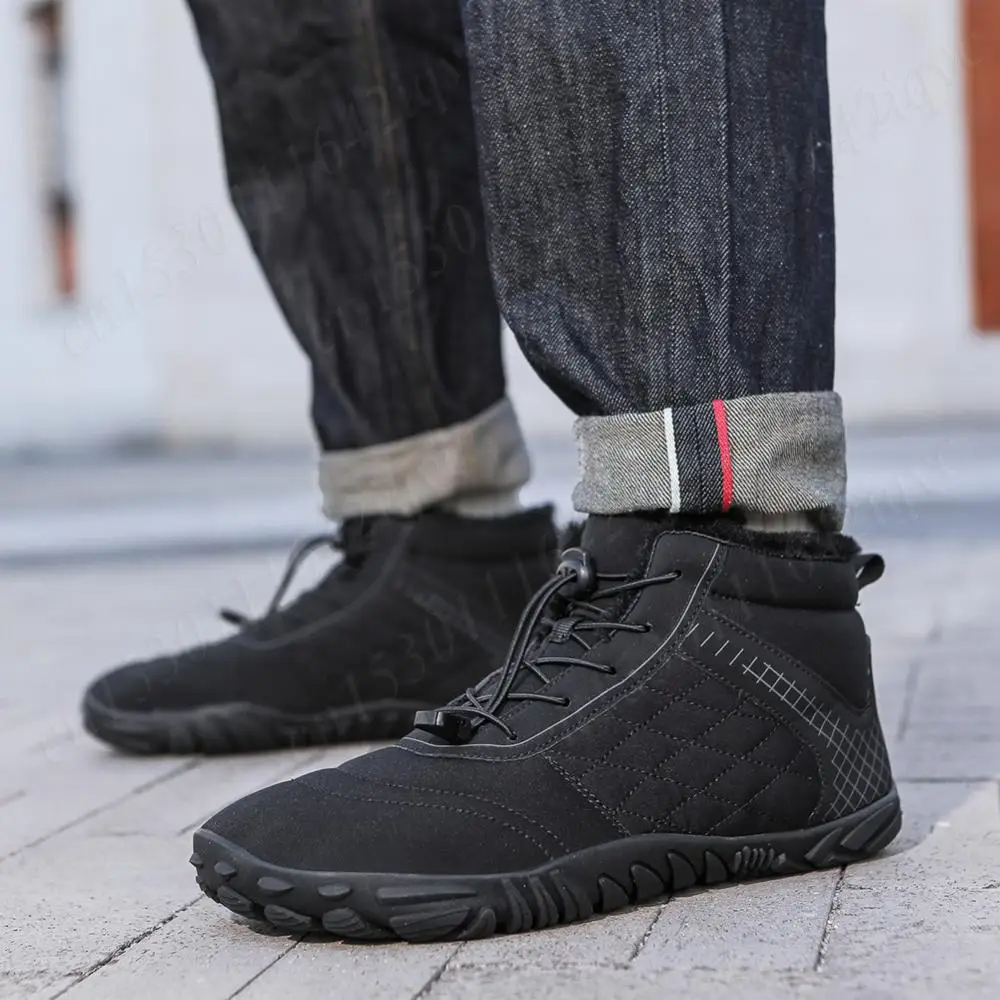SUENTA Herren Wasserdichte Barfußschuhe Winter Isoliert Schwarz