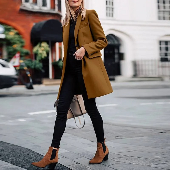 SUENTA Damen Trenchcoat Eleganter Einfache Knotung Edlen Materialien