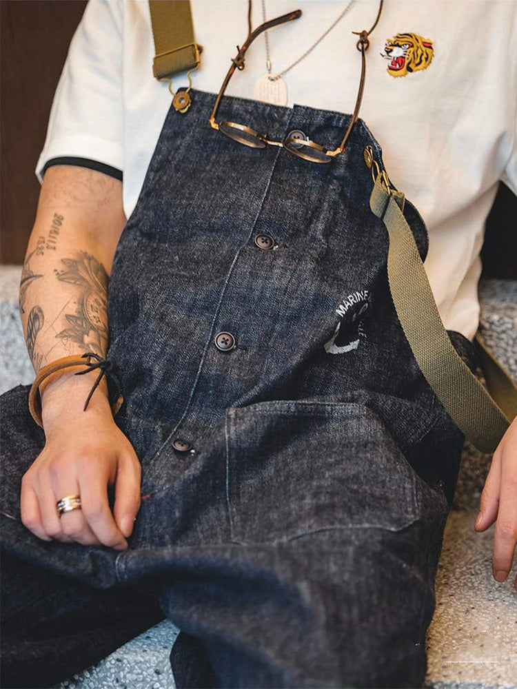 SUENTA Herren Amerikanischer Retro-Stil Navy Deck Overall