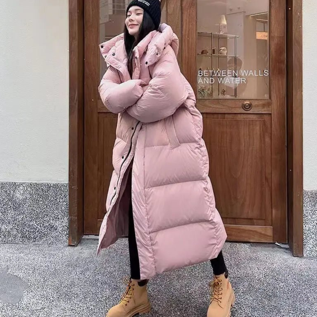 SUENTA Heartbeats Damen Lange Pufferjacke - Warm und Gemütlich mit Kapuze