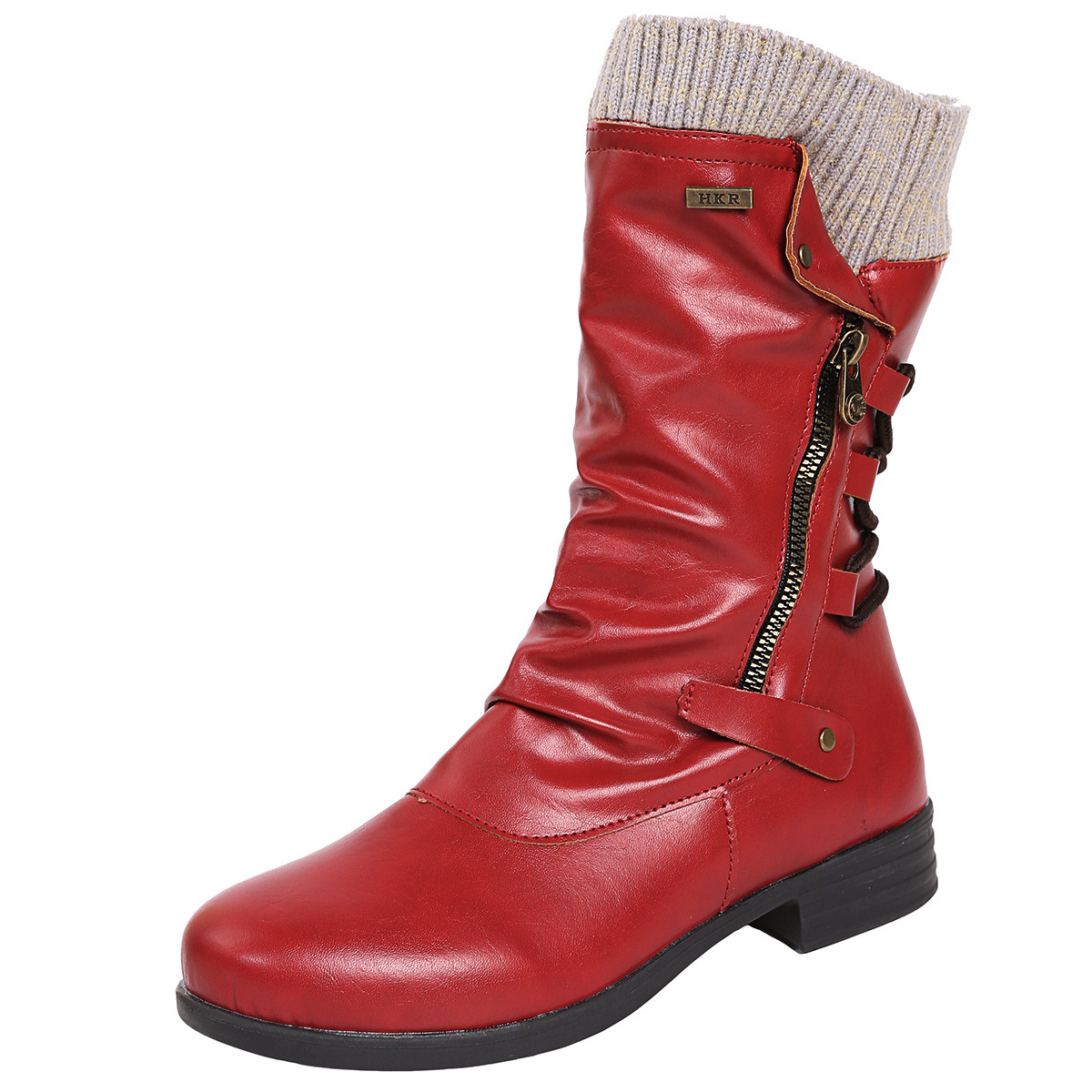 SUENTA Damen Winterstiefel Super Komfortable Kuschelige Sohle Rot