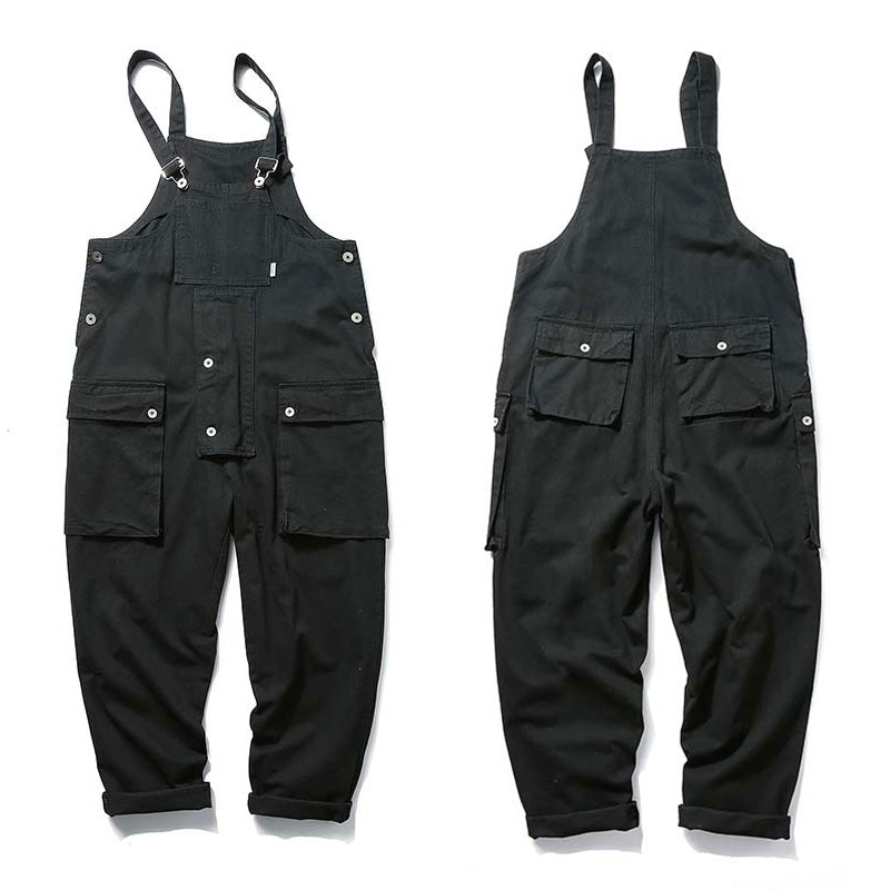 SUENTA Unisex Baggy Big Pockets Arbeitsoverall Baumwolle Oversized - Overall Schwarz