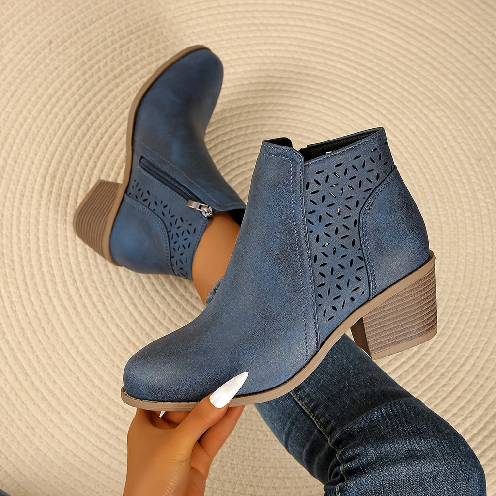 Dôre | Damen Stiefeletten zum Hineinschlüpfen mit seitlichem Reißverschluss