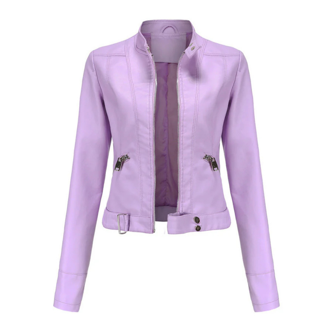 SUENTA Damen Wasserdichte Kurze Jacke Für Damen Langarm Stil Violet