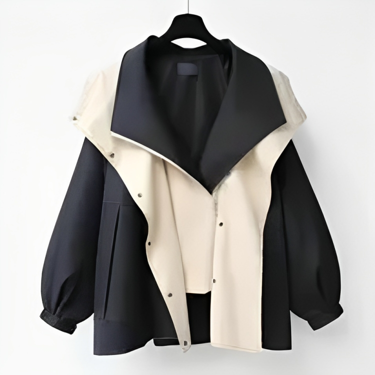 SUENTA Damen Regenjacke Stylisch Wasserdichte Damen Regenjacke Schwarz