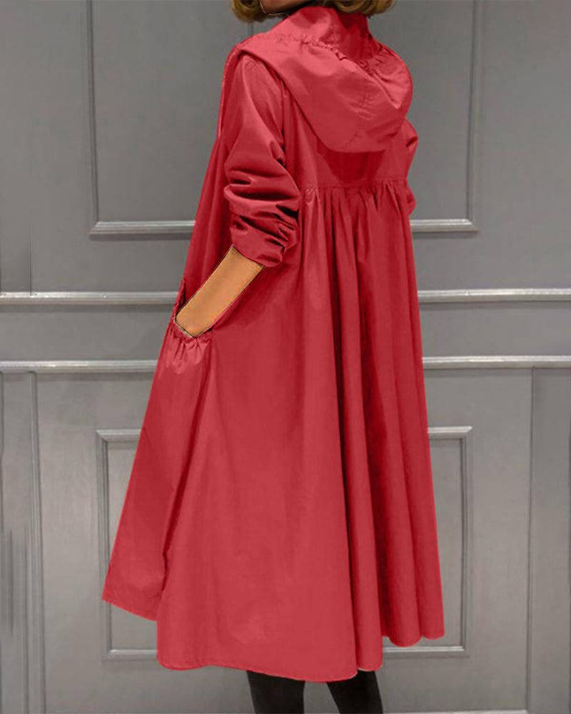 SUENTA Windbreaker Trench Coat Kapuze Reißverschluss Klassischer Rot