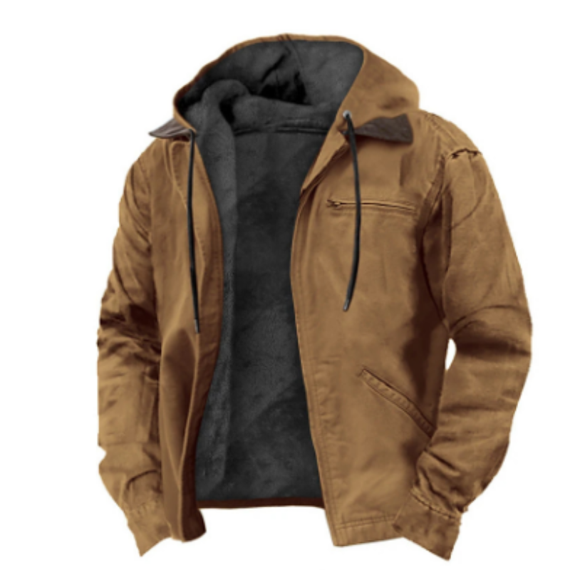 SUENTA Herren Klassische Kapuzen Jacke Warme Winter Alltag Braun
