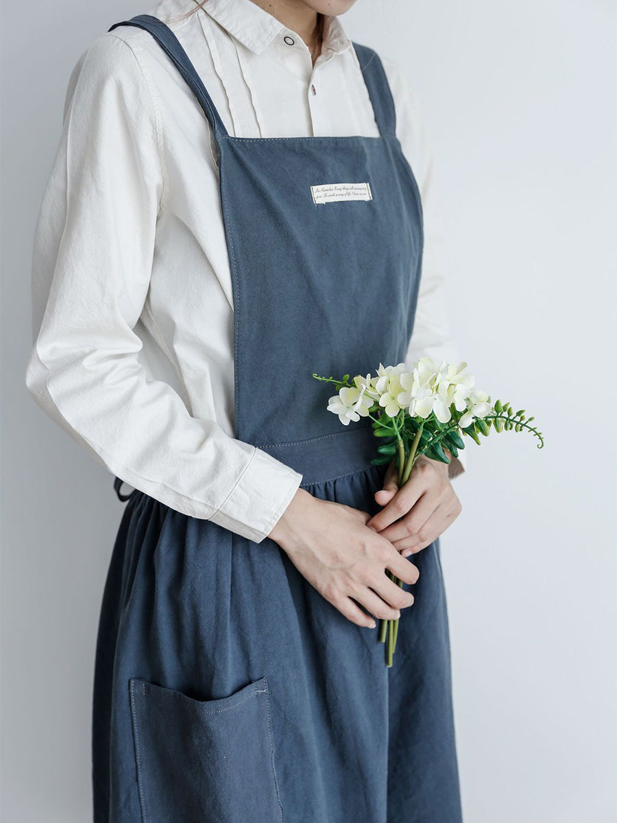 SUENTA Damen Baumwoll Overall – Faltenschürze mit Seitentaschen für Freizeit