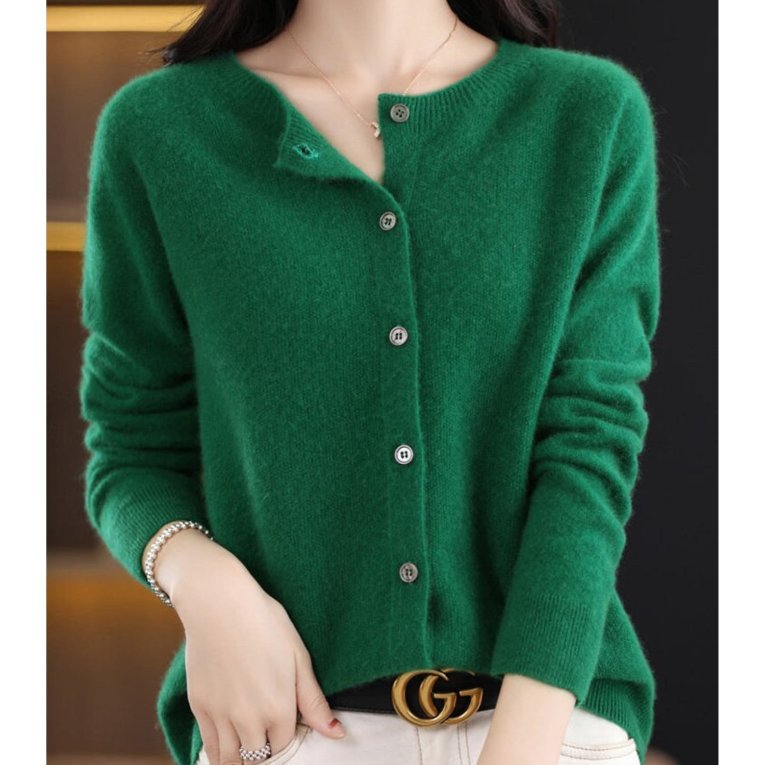 Cicada -  Damen Rundhals Cardigan Pullover