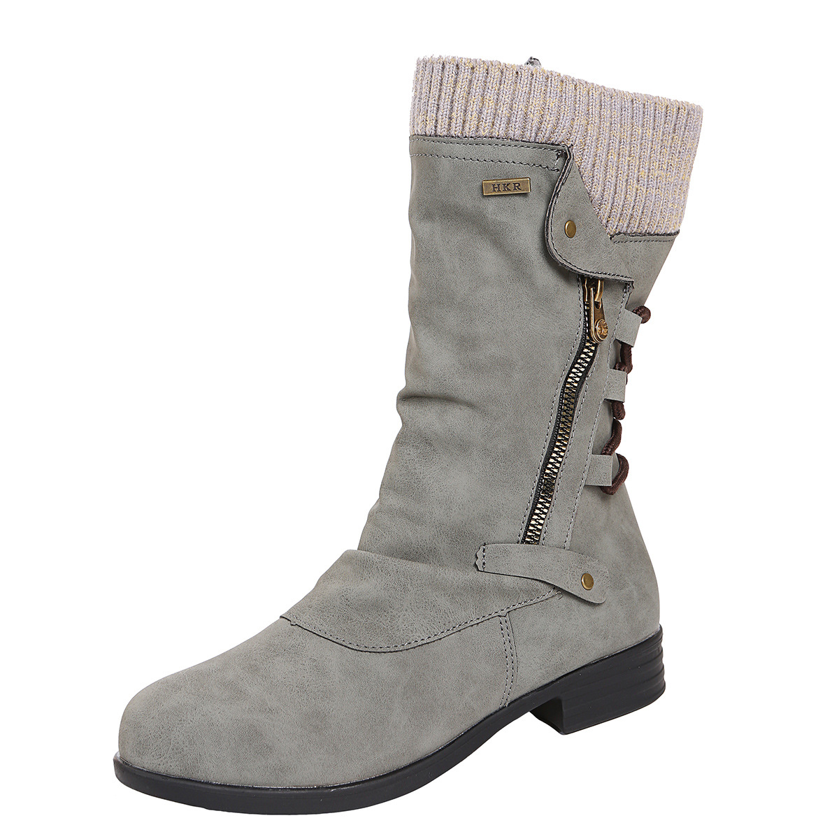 SUENTA Damen Winterstiefel Super Komfortable Kuschelige Sohle Grau