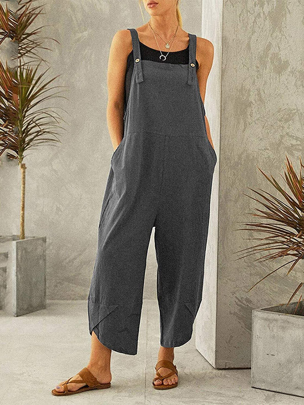 SUENTA Damen Latzhose – Freizeit Overall mit Knopfbund und Lockerer Passform Grau