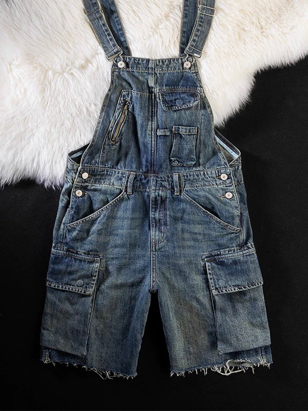 SUENTA Damen Denim Latzshorts – Vintage Inspirierter Overall mit Lockerer Passform