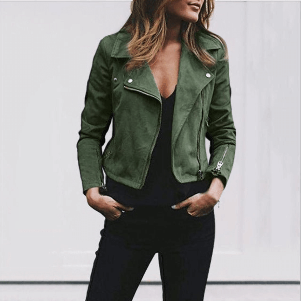 SUENTA Damen Kurze Freizeit Jacke Warme Gemütliche Wärme Alltag Grün
