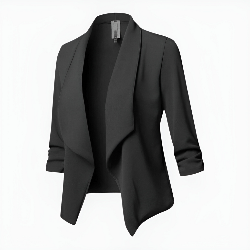 SUENTA Eleganter Blazer Mit Langen Ärmeln Für Damen Formal - Winterjacke Damen Schwarz
