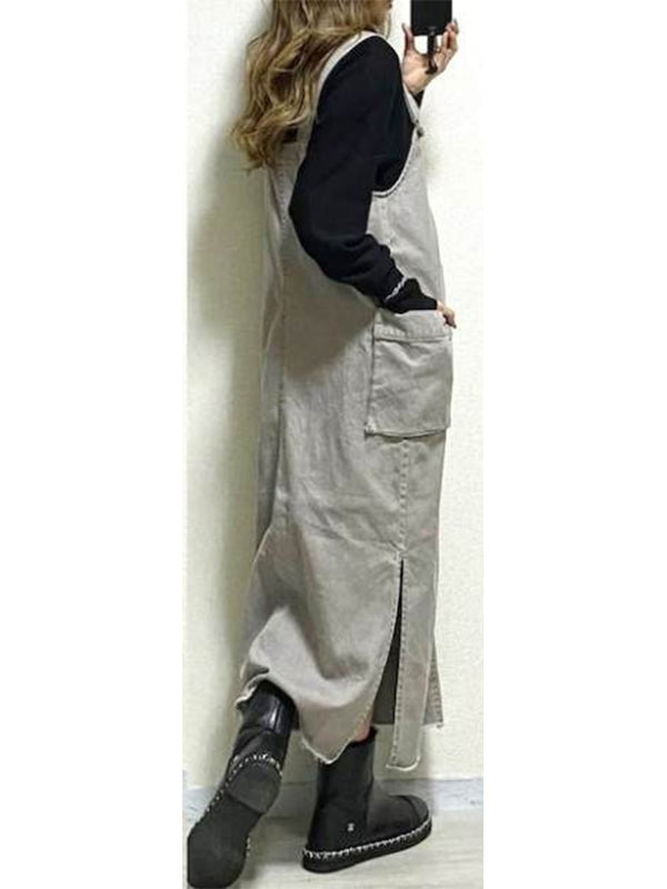 SUENTA Damen Overall Kleid – Lässiger Einteiler mit Seitenschlitzen und Eleganter Optik