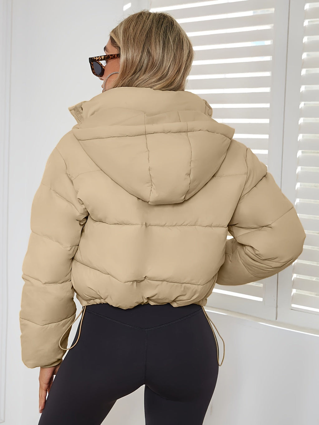 SUENTA Somiya Damen Übergangsjacke - Kurz, Warm mit Kapuze Khaki