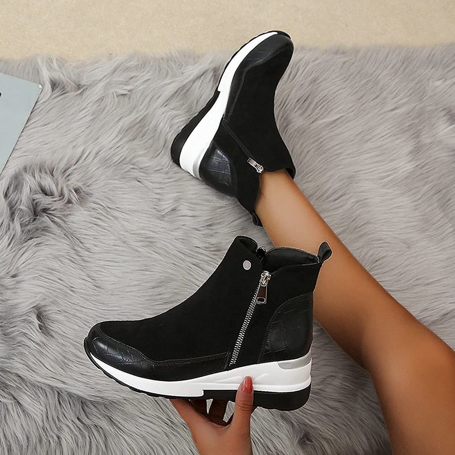 SUENTA Damen Bequeme Wasserdichte Stiefeletten Weiches Material - Winterstiefel