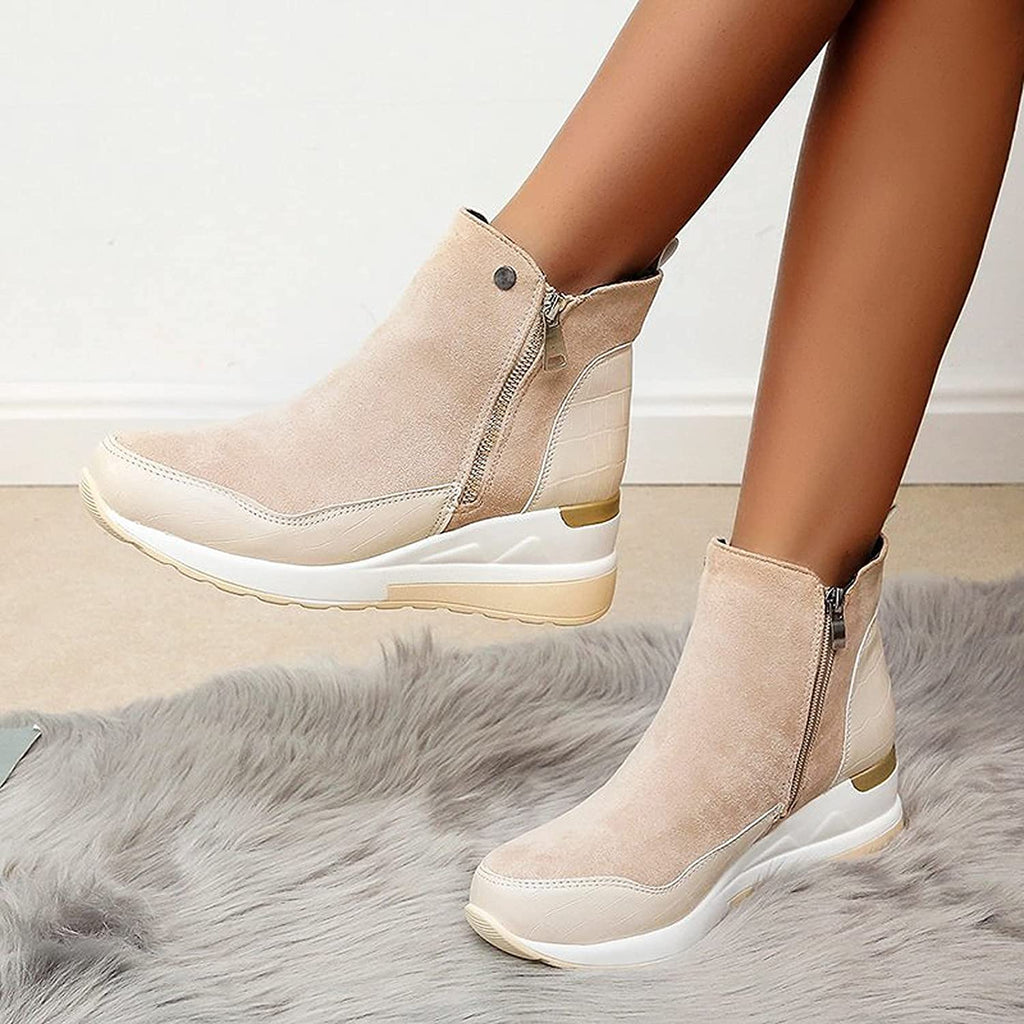 SUENTA Damen Bequeme Wasserdichte Stiefeletten Weiches Material - Winterstiefel
