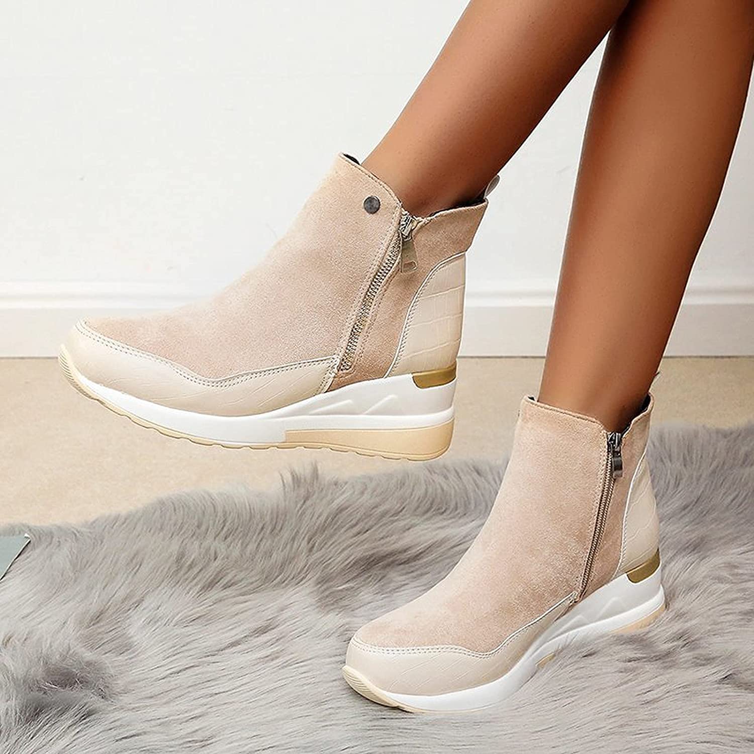 SUENTA Damen Bequeme Wasserdichte Stiefeletten Weiches Material - Winterstiefel