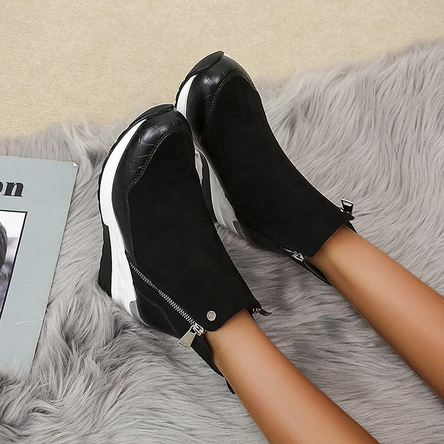 SUENTA Damen Bequeme Wasserdichte Stiefeletten Weiches Material - Winterstiefel