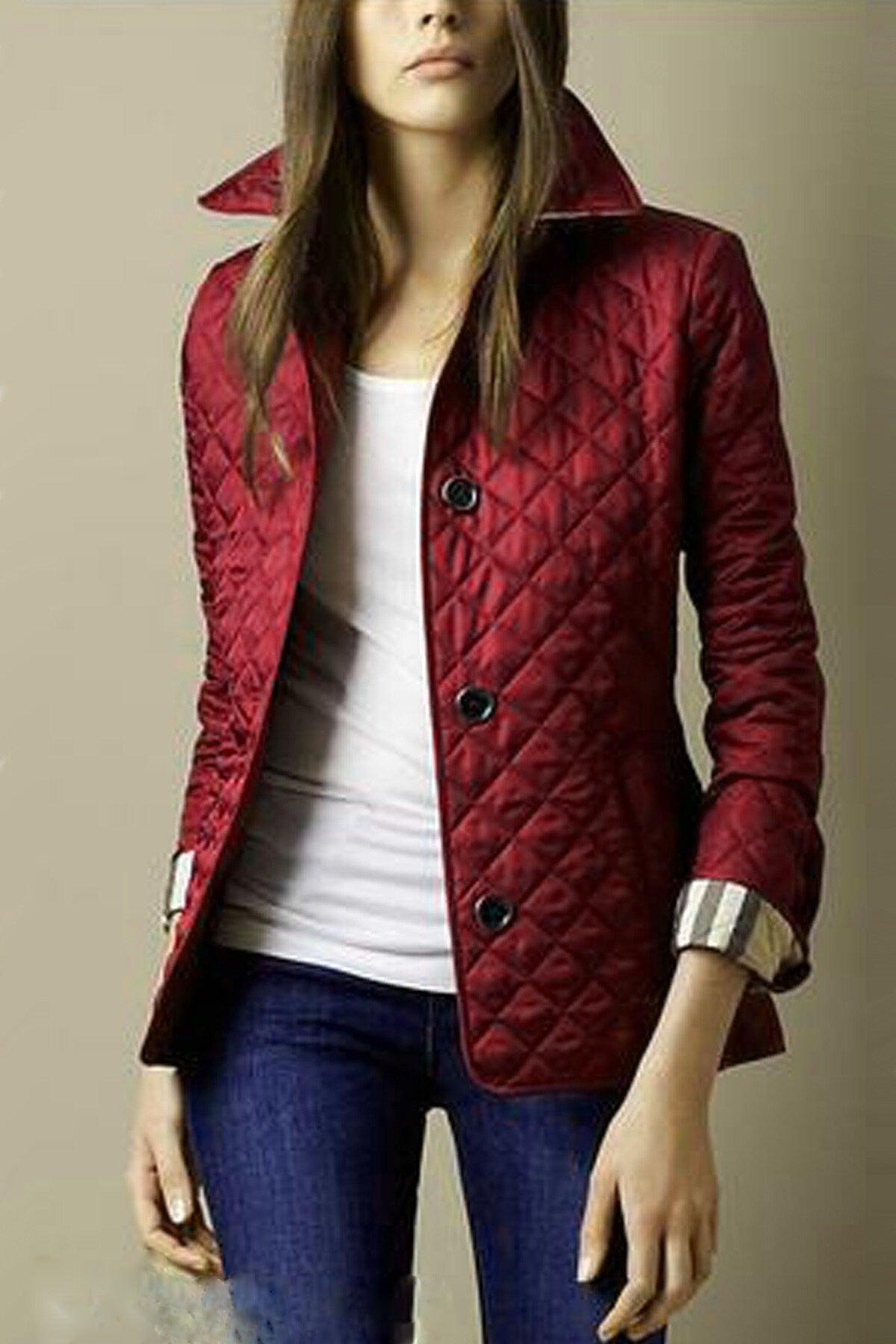 SUENTA Damen Lange Daunenjacke - Moderner Stil für kühle Tage Rot