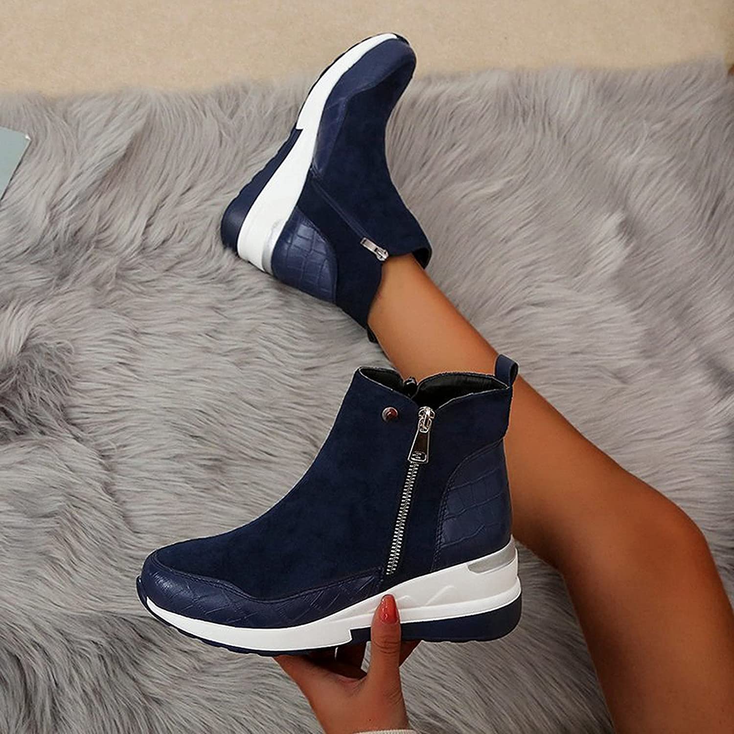 SUENTA Damen Bequeme Wasserdichte Stiefeletten Weiches Material - Winterstiefel