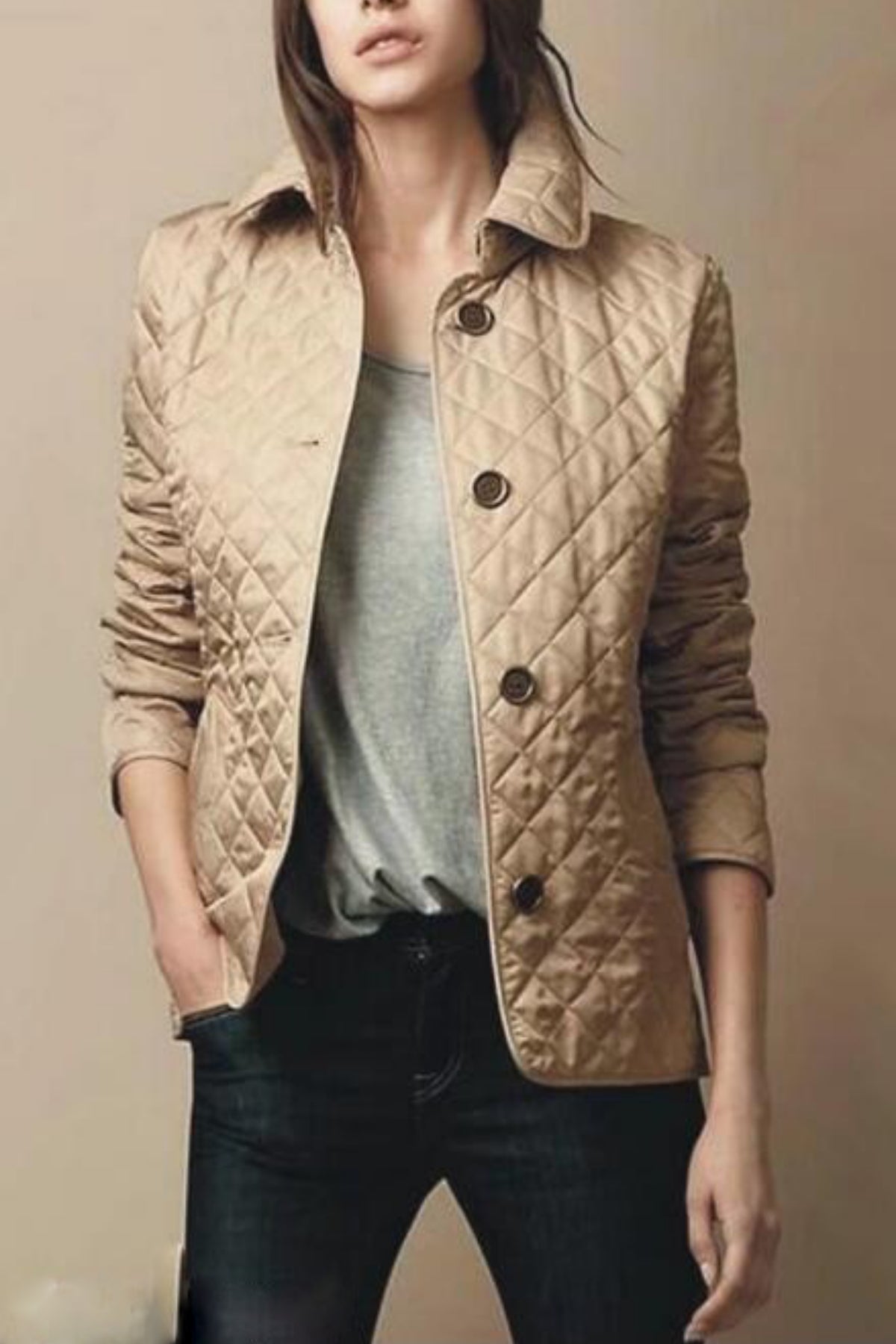 SUENTA Damen Lange Daunenjacke - Moderner Stil für kühle Tage Khaki