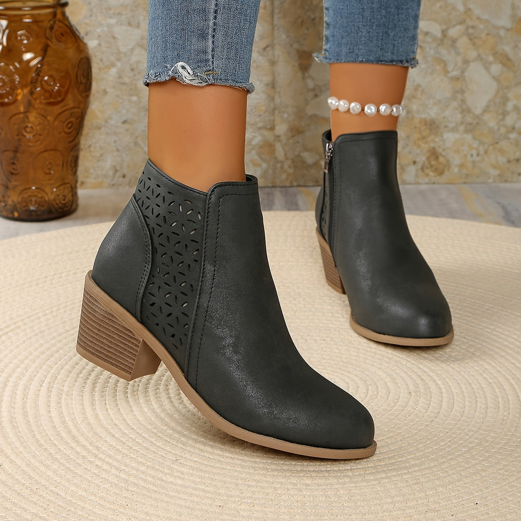 Dôre | Damen Stiefeletten zum Hineinschlüpfen mit seitlichem Reißverschluss