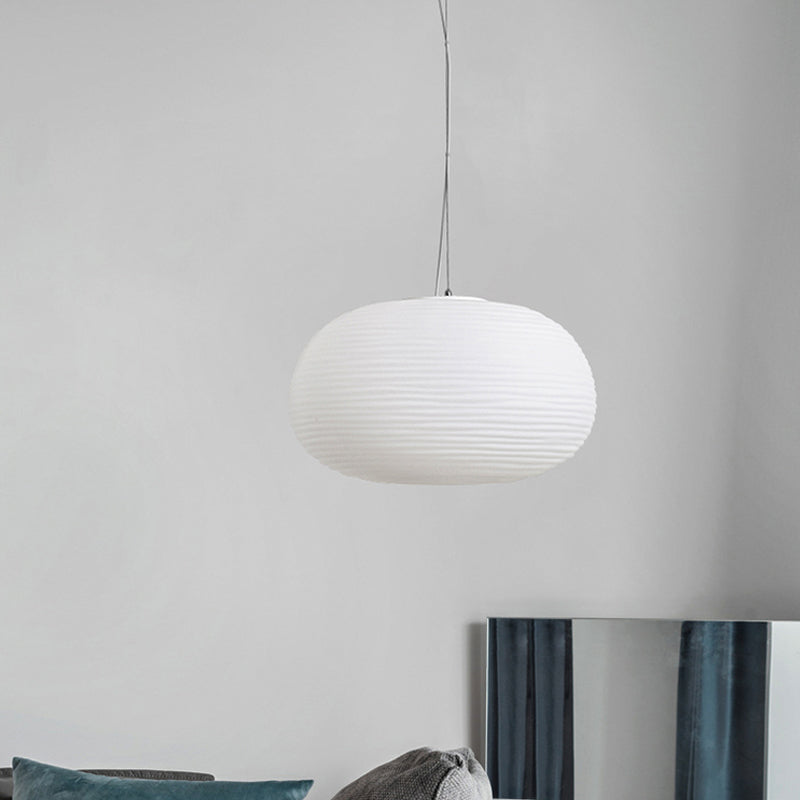 SUENTA Pendelleuchte Rippenglas Weiß Glas 1 Licht Hängelampe