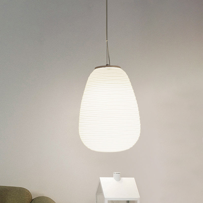 SUENTA Pendelleuchte Rippenglas Weiß Glas 1 Licht Hängelampe Weiß A