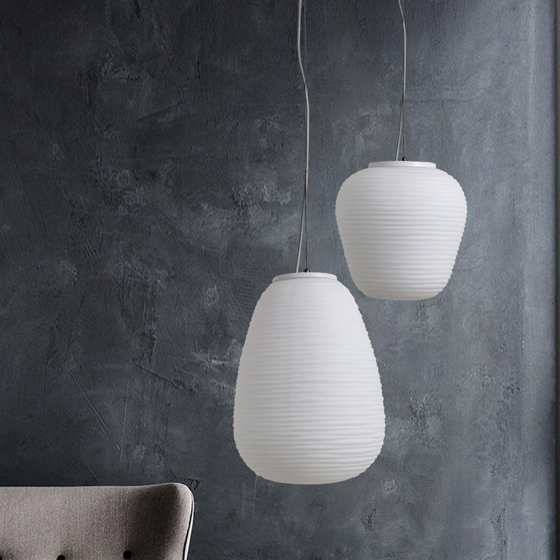 SUENTA Pendelleuchte Rippenglas Weiß Glas 1 Licht Hängelampe