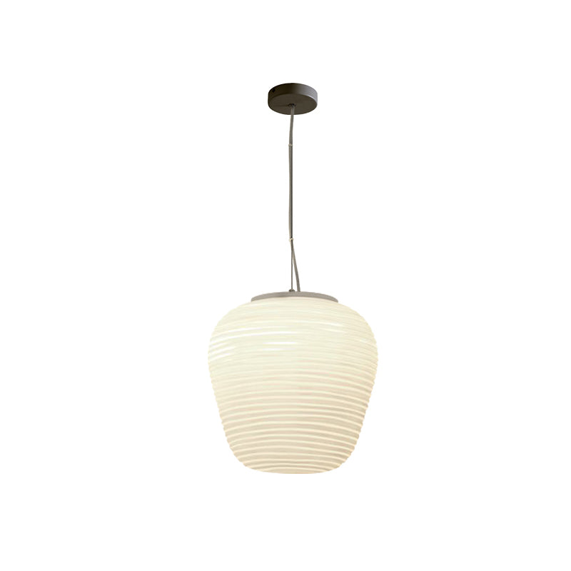 SUENTA Pendelleuchte Rippenglas Weiß Glas 1 Licht Hängelampe